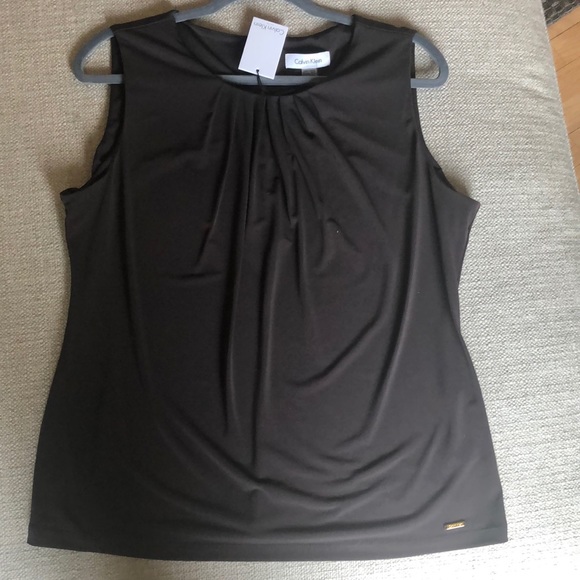 Brown Calvin Kelvin Sleeveless Blouse NWB - Picture 5 of 5